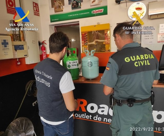 Operación de la Guardia Civil contra el comercio ilícito de bombonas de gases fluorados procedentes de China y Turquía.