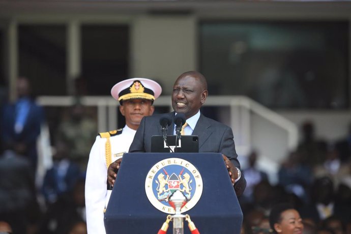 Archivo - El presidente de Kenia, William Ruto, durante su toma de posesión en Nairobi