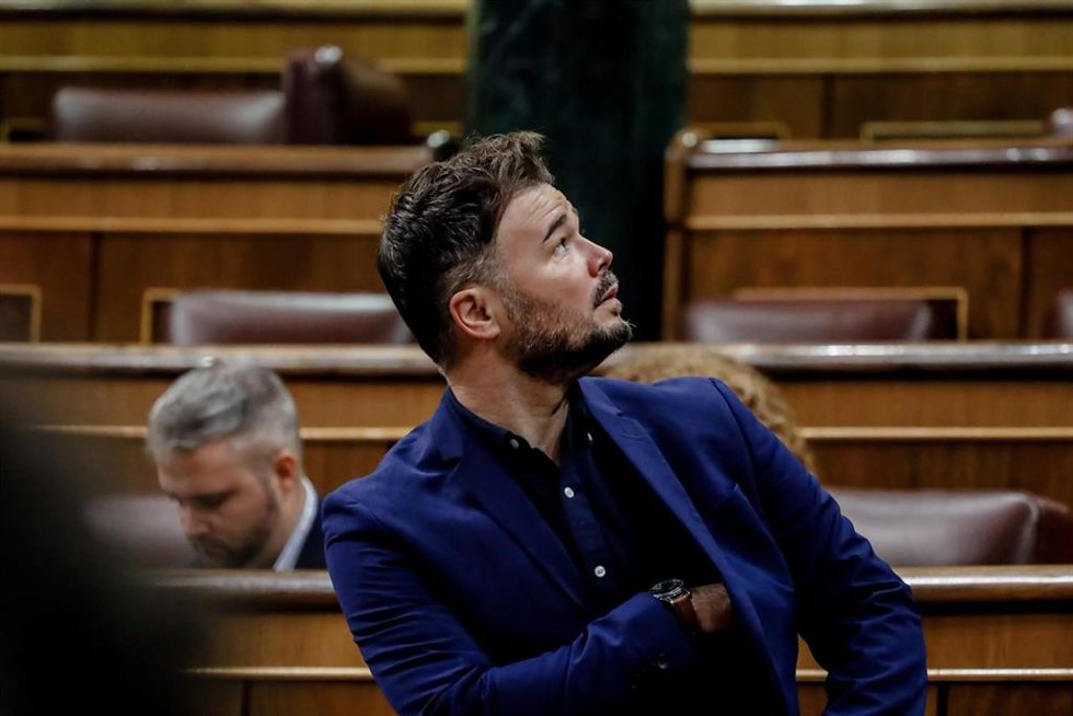 El portavoz parlamentario de ERC en el Congreso, Gabriel Rufián, durante una sesión plenaria en el Congreso de los Diputados.