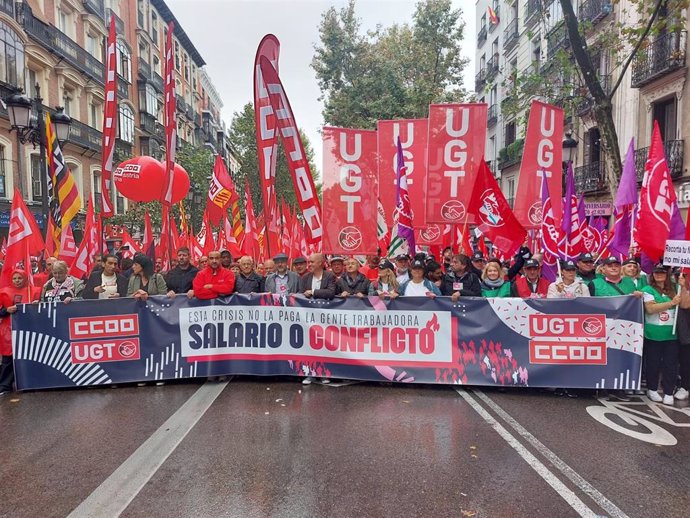 Imagen de los representantes sindicales andaluces en la protesta de Madrid.
