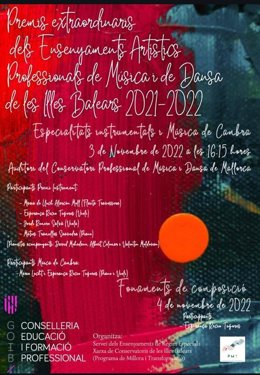 Cartel del concierto de los alumnos en el conservatorio de Mallorca.