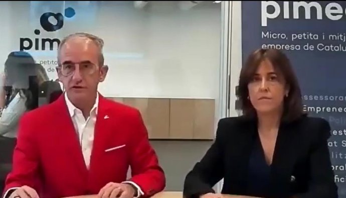 El secretari general de Pimec, Josep Ginesta, i la directora de l'rea de Treball de Pimec, Sílvia Miró