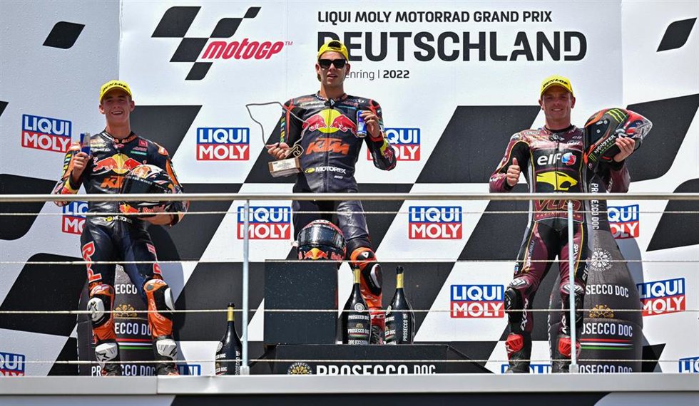 Archivo - Augusto Fernández en lo más alto del podio del Gran Premio de Alemania 2022