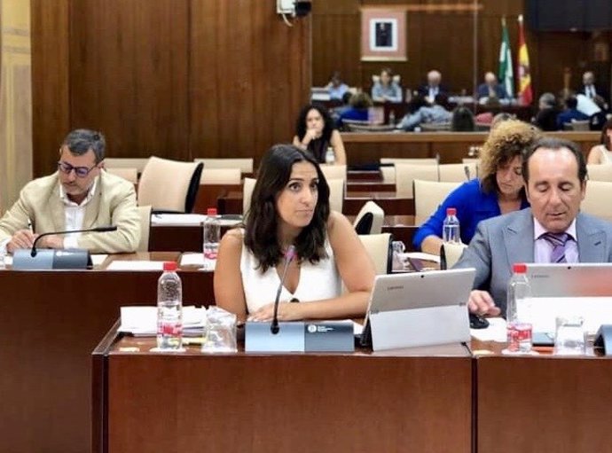 Archivo - Beatriz Jurado (PP) en una comisión del Parlamento de Andalucía, en una imagen de archivo.