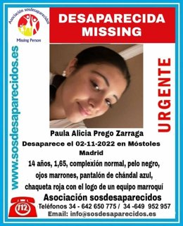 Buscan a una chica de 14 años desaparecida desde ayer en Móstoles