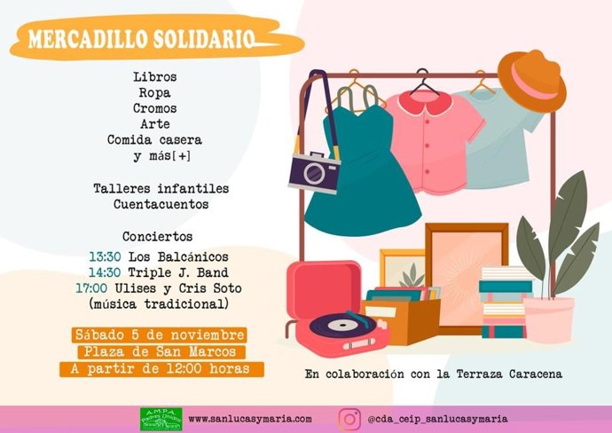 Cartel del mercadillo solidario del San Lucas y María.
