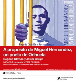 Cartel de 'A propósito de Miguel Hernández, un poeta de Orihuela'