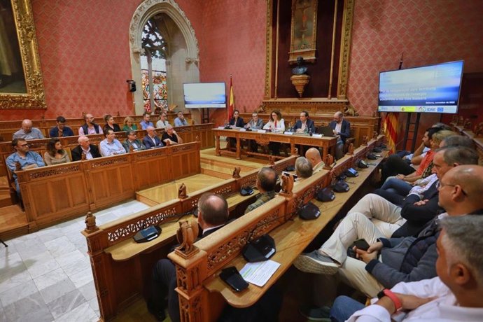 El vicepresidente del Govern, Juan Pedro Yllanes, la presidenta del Consell, Catalina Cladera, el comisionado para el Impulso de la Energía Sostenible, Marc Pons, y el director general de Energía y Cambio Climático, Pep Malagrava.