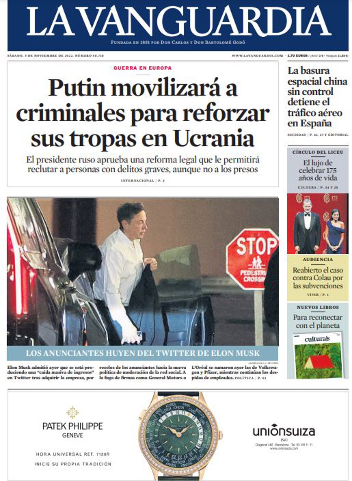 Las portadas de los periódicos del sábado 5 de noviembre