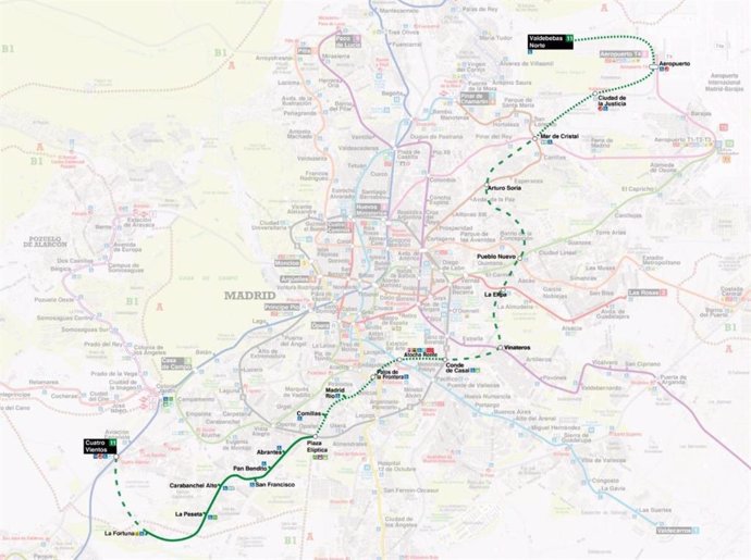 Plano de la ampliación de la Línea 11 de Metro de Madrid