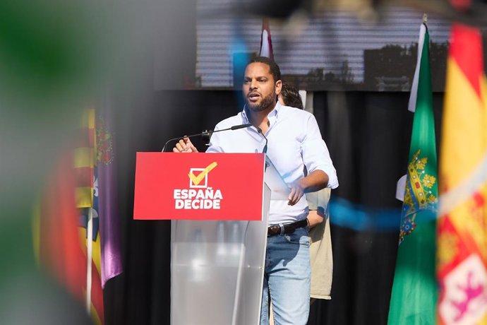 El nou secretari general de Vox, Ignacio Garriga, intervé en l'esdeveniment 'Viva 22' a Valdebebas, Madrid