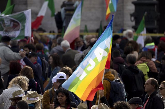 Manifestación por la paz en Roma, Italia