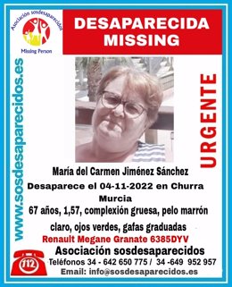Cartel de alerta de SOS Desaparecidos