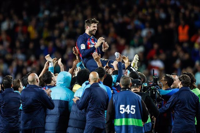 Gerard Piqué, en su despedida en el Camp Nou