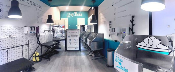 Archivo - Interior de un local de peluquería y lavado de perros de la cadena GarbiTxakur