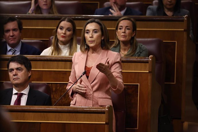 La portavoz del PP en el Congreso, Cuca Gamarra, interviene durante una sesión plenaria en el Congreso de los Diputados, a 2 de noviembre de 2022, en Madrid (España). 