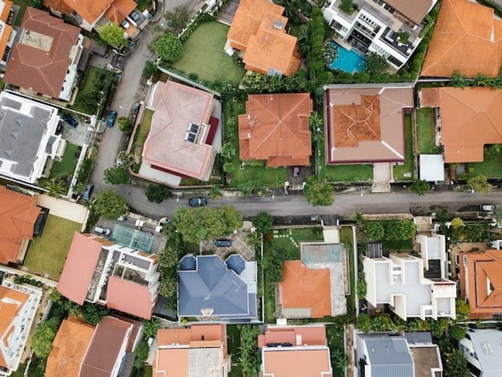 Vista aérea de una ciudad.