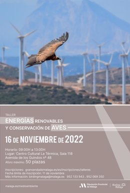Medio centenar de personas participarán en un taller sobre aves y energías renovables organizado por Diputación