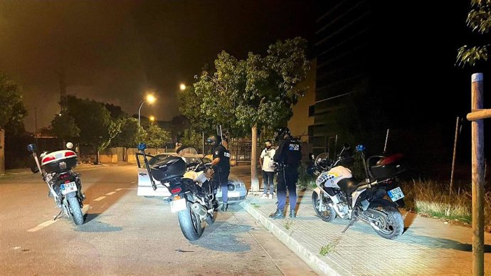 Policías locales de Palma durante una actuación este fin de semana.