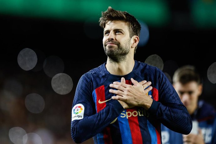 El futbolista del FC Barcelona Gerard Pique, en su despedida en el último encuentro en el Camp Nou. 