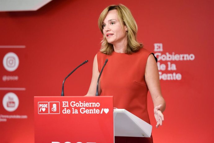 Archivo - La ministra de Educación y Formación Profesional y portavoz del partido socialista (PSOE), Pilar Alegría, comparece en rueda de prensa en la sede de su partido, a 19 de septiembre de 2022, en Madrid, (España).