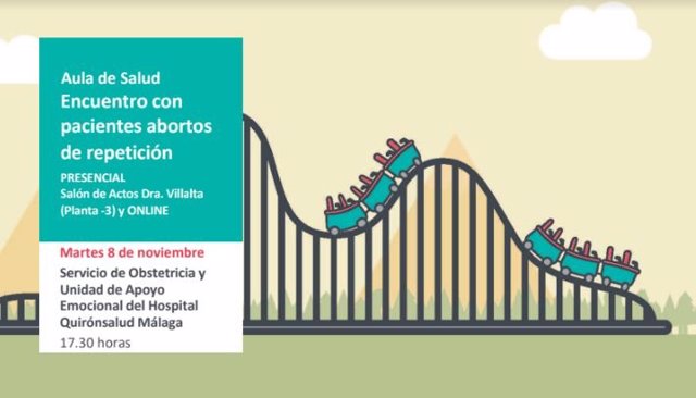 Cartel del encuentro que organiza Quirónsalud  sobre abortos de repetición, patología mayor causante del duelo gestacional