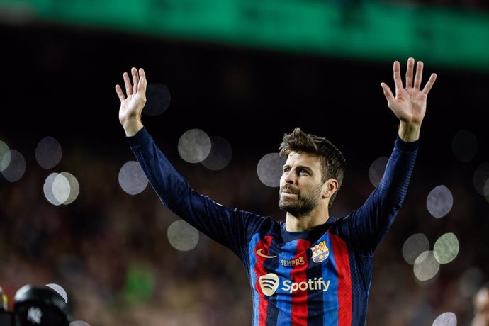 Gerard Pique of FC Barcelona farewell in his last game at Camp Nou, during the FC Barcelona v UD Almeria match of La Liga at Spotify Camp Nou Stadium in Barcelona, Spain, on November 05th, 2022.