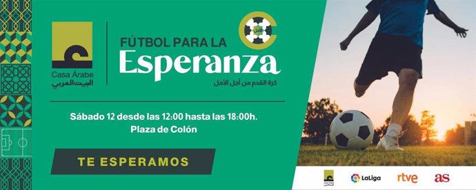 LaLiga y Casa Árabe organizan 'Fútbol para la Esperanza: El Reto', una experiencia que tendrá lugar en un recinto de césped artificial de 800 metros cuadrados en Plaza de Colón (Madrid), el 12 de noviembre