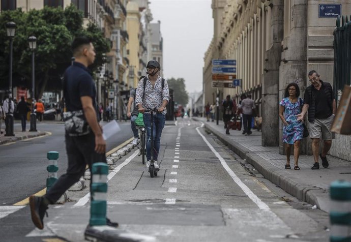 Un carril bici del centro de Valencia