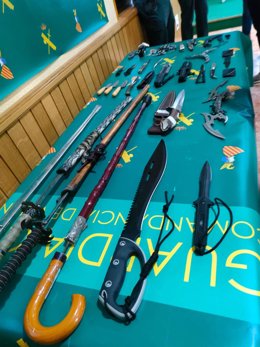 Armas exhibidas por parte de la Guardia Civil