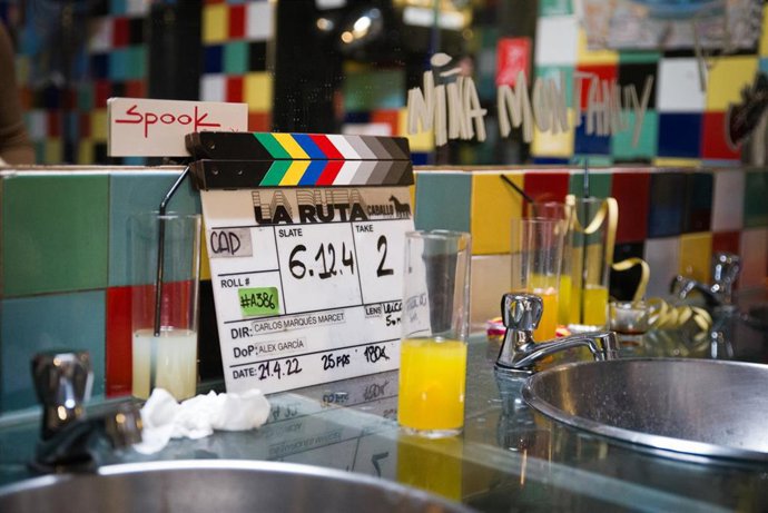 Archivo - Una claqueta del rodaje de la serie La Ruta  en la discoteca Spook