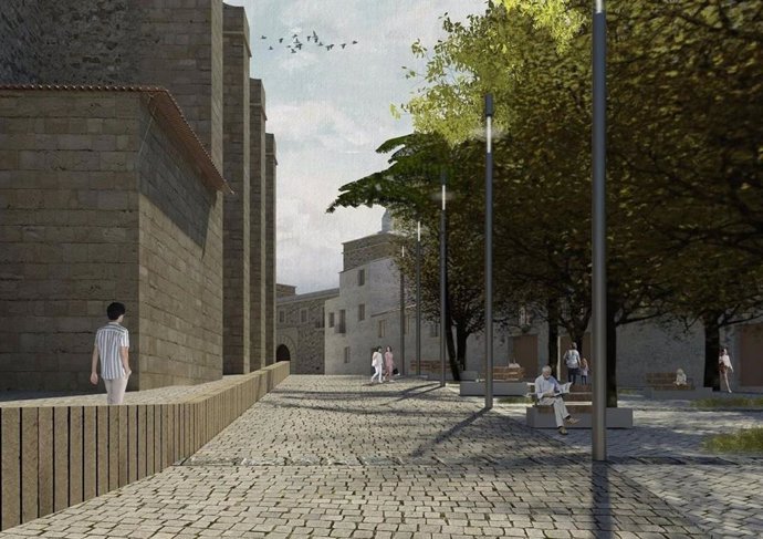 Recreación de la reforma de la plaza de Santiago en Cáceres