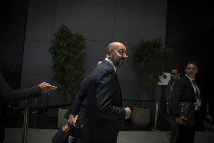 07 November 2022, Egypt, Sharm El-Sheikh: President of the European Council Charles Michel arrives for the 2022 United Nations Climate Change Conference COP27 at the International Convention Center. Photo: Gehad Hamdy/dpa