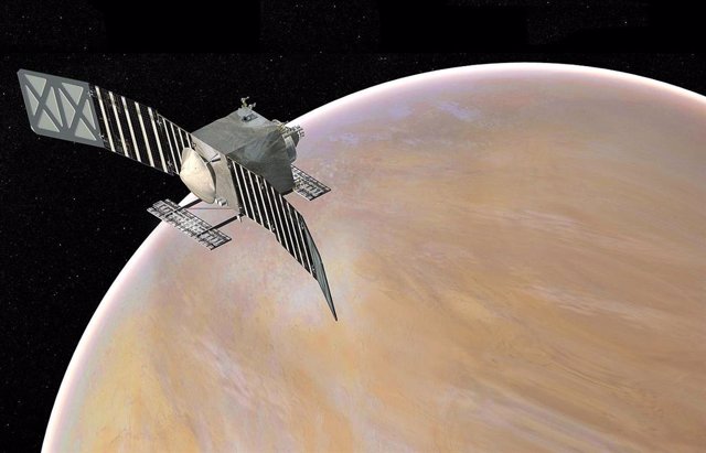 Ilustración de la misión VERITAS cerca de Venus
