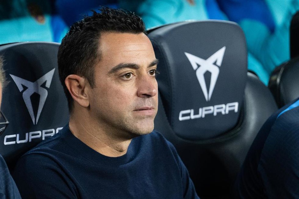 Xavi Hernández durante un partido del FC Barcelona