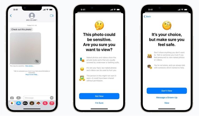 Advertencia por imagen de desnudo en la app Mensajes