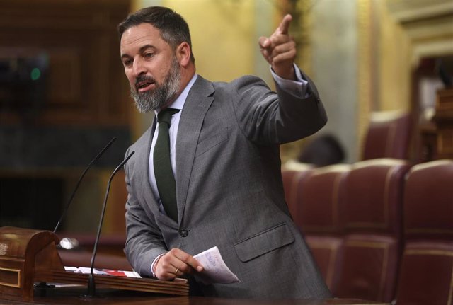 El líder de Vox, Santiago Abascal, interviene durante la sesión plenaria en el Congreso de los Diputados.