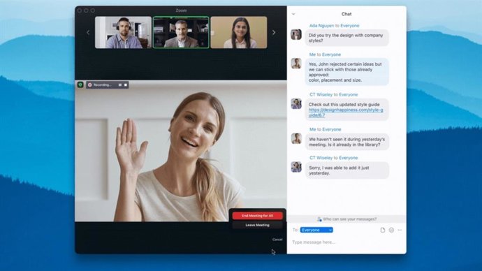 Archivo - Pantalla de reunión en Zoom