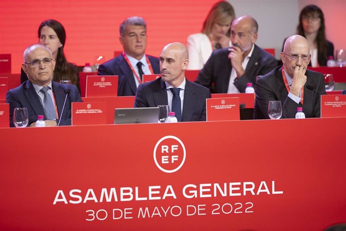Archivo - Luis Rubiales durante una Asamblea General Real Federación Española de Futbol  (RFEF).