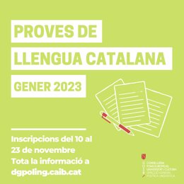 Cartel de las pruebas de lengua catalana de la convocatoria del próximo mes de enero.