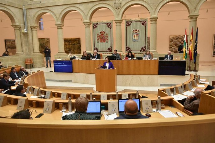 La presidenta riojana Concha Andreu interviene en el Parlamento regional