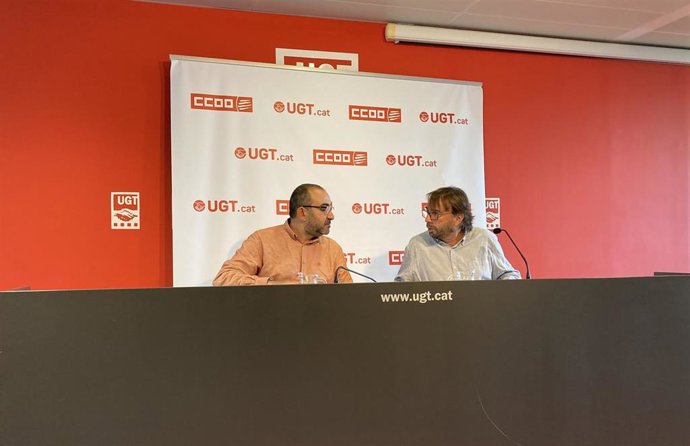 Los secretarios generales de CC.OO. Y UGT en Catalunya, Javier Pacheco y Camil Ros.