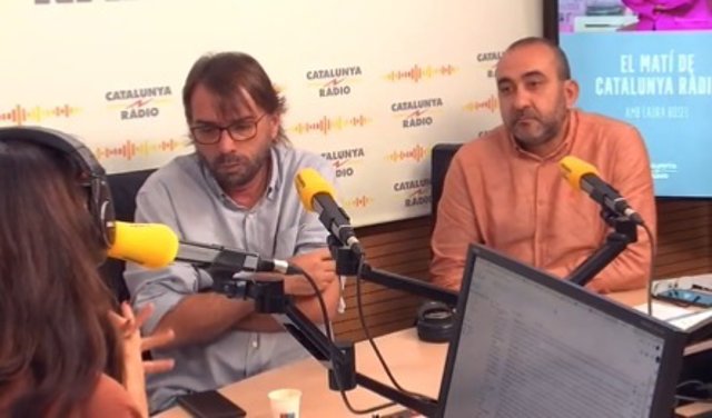 Els secretaris generals de la UGT i CCOO de Catalunya, Camil Ros i Javier Pacheco