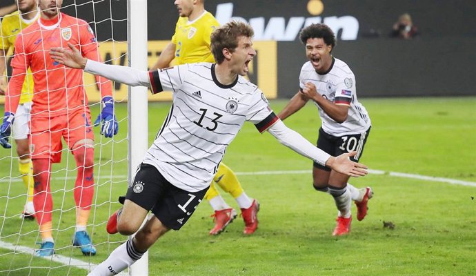 Archivo - Thomas Muller (Alemania) celebra un gol en el triunfo sobre Rumanía (2-1) en un partido disputado en Hamburgo (Alemania)