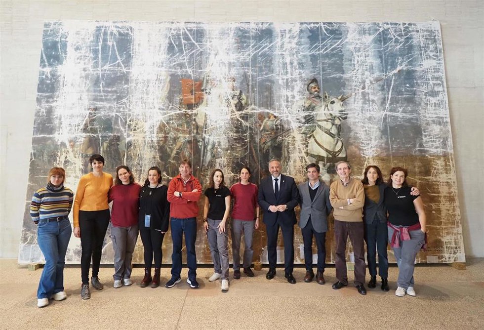 Restauración del cuadro 'Los Comuneros de Castilla', de Joan Planella en las Cortes de Castilla y León.