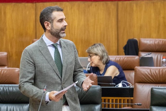El consejero de Sostenibilidad, Medio Ambiente y Economía Azul, Ramón Fernández-Pacheco, en el pleno del Parlamento de Andalucía
