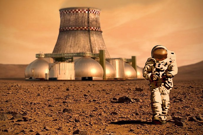 Ilustración de un astronauta en Marte
