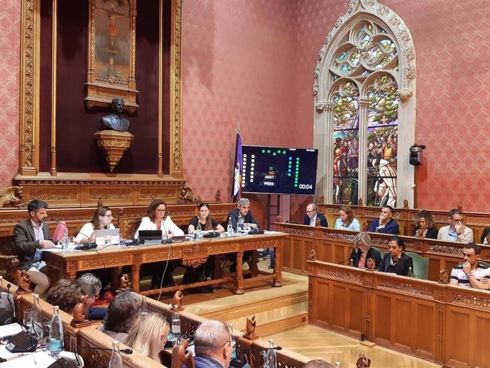 El pleno del Consell de este jueves en el momento de la aprobación de la modificación núm. 1 del Plan Especial de Ordenación y de Protección de la Ruta de Pedra en Sec.