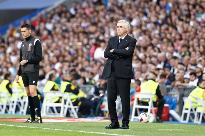 Carlo Ancelotti durante un partido del Real Madrid