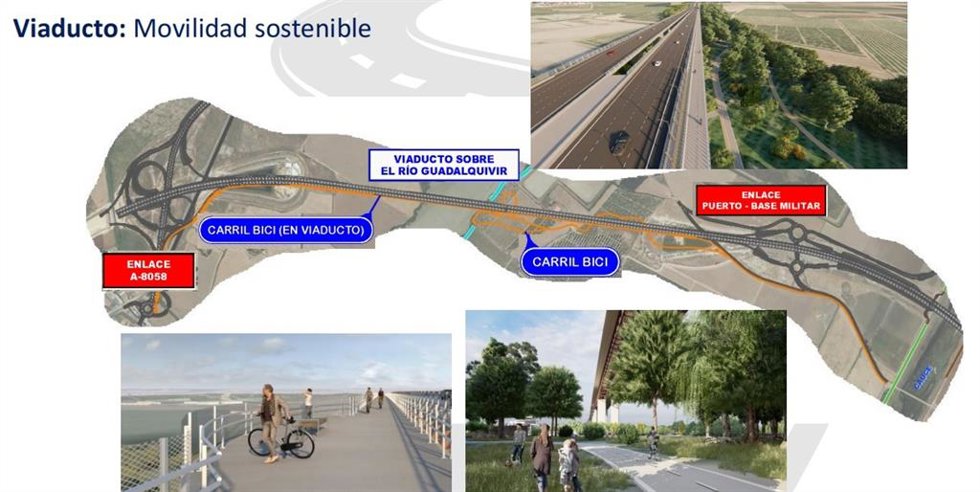 Archivo - Recreación del puente que propone el Ministerio de Transportes para unir Dos Hermanas y Coria del Río y cerrar así el arco sur de la SE-40.